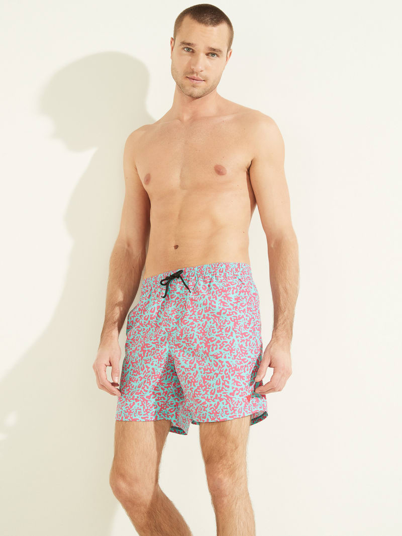 Stroje Kąpielowe Męskie Guess Abstract Swim Trunks Kolorowe | 964105-CQB