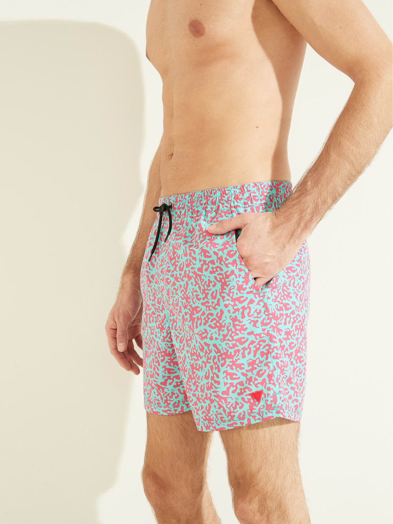 Stroje Kąpielowe Męskie Guess Abstract Swim Trunks Kolorowe | 964105-CQB