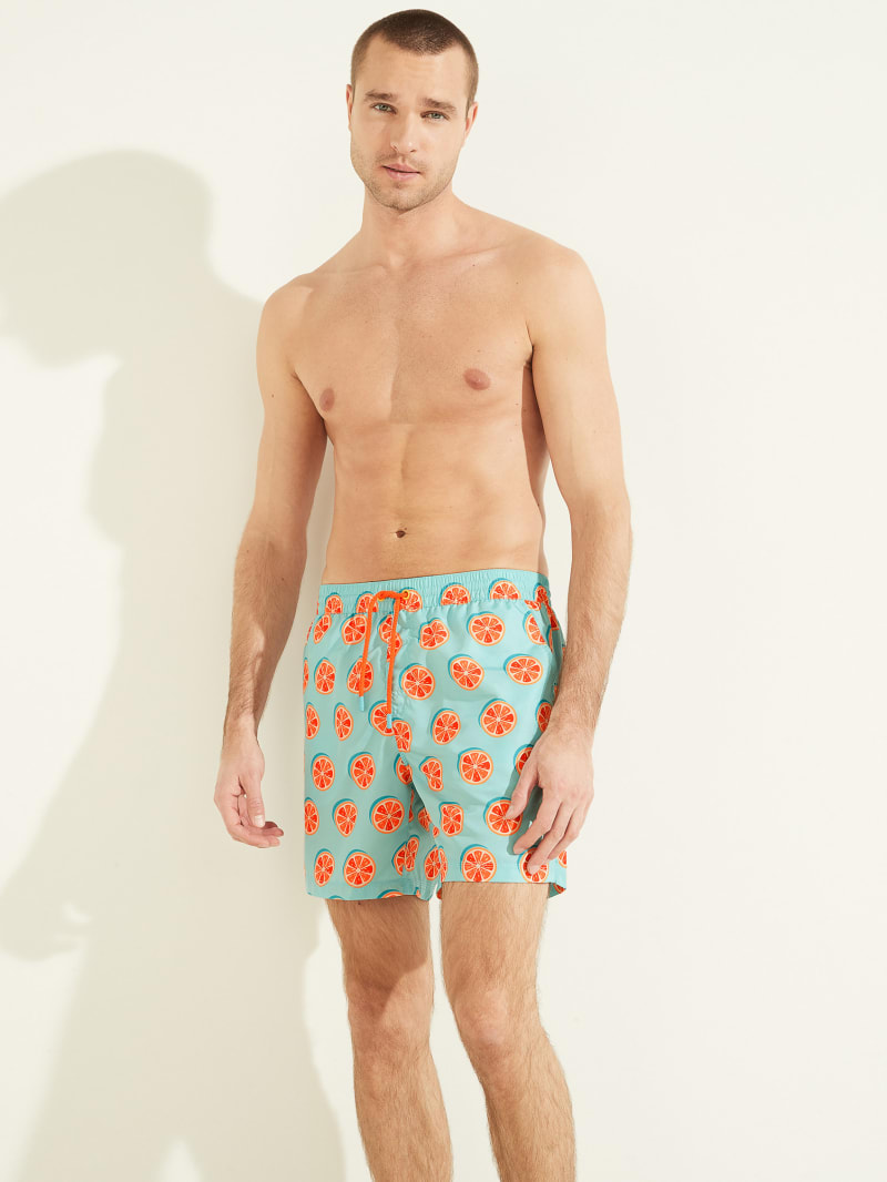 Stroje Kąpielowe Męskie Guess Citrus Woven Swim Trunks Cytrynowy | 083921-XMG