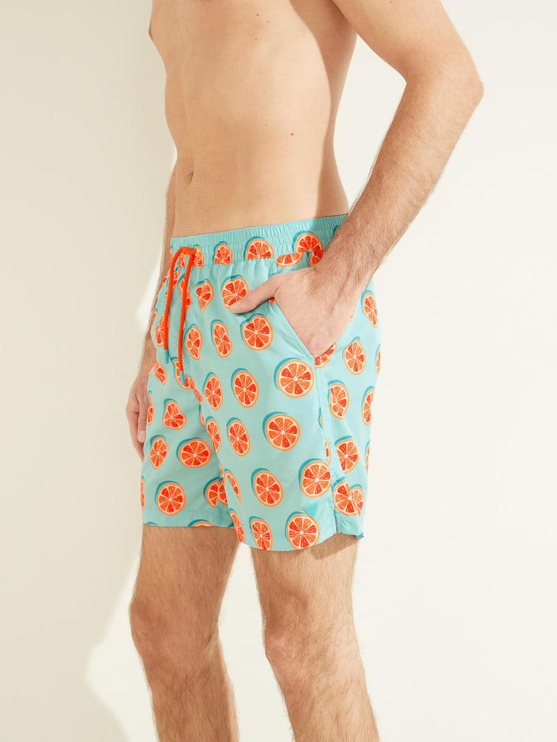 Stroje Kąpielowe Męskie Guess Citrus Woven Swim Trunks Cytrynowy | 083921-XMG