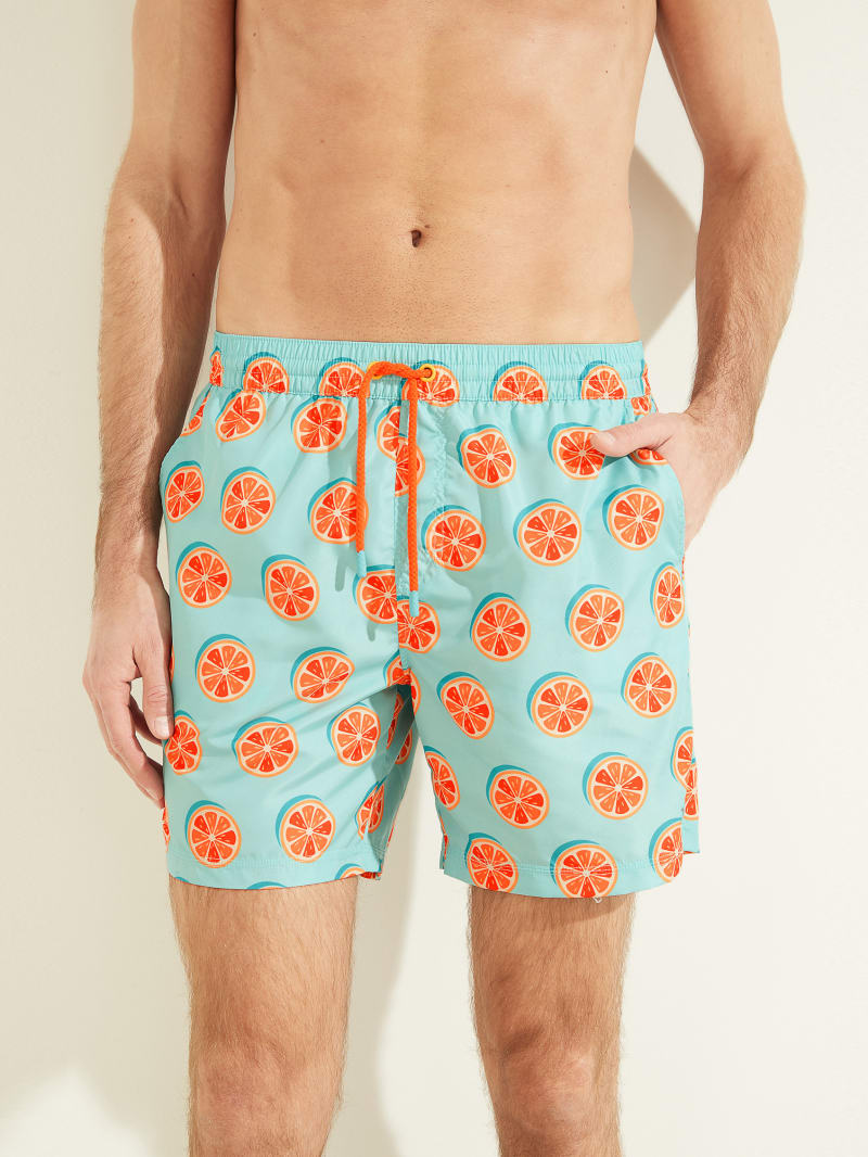 Stroje Kąpielowe Męskie Guess Citrus Woven Swim Trunks Cytrynowy | 083921-XMG