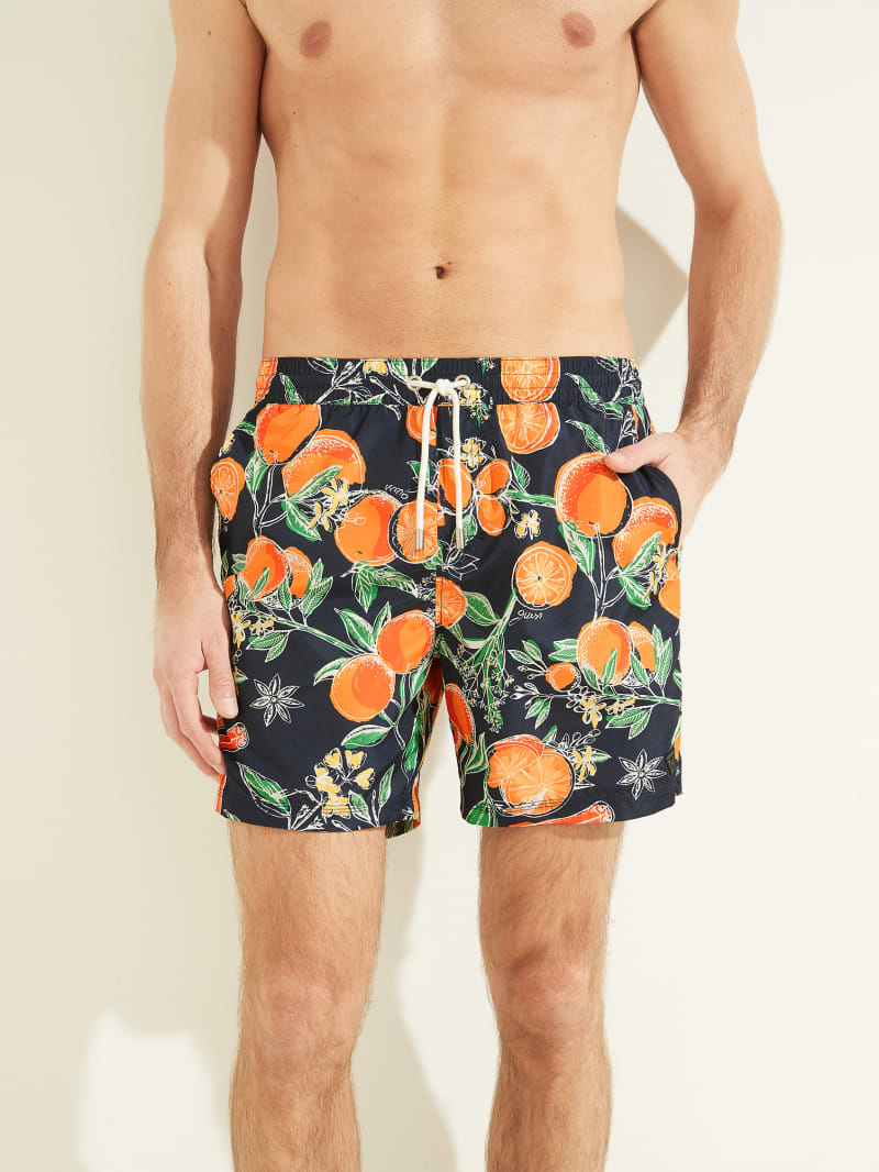 Stroje Kąpielowe Męskie Guess Fruit Woven Swim Trunks Pomarańczowe | 739815-HBT