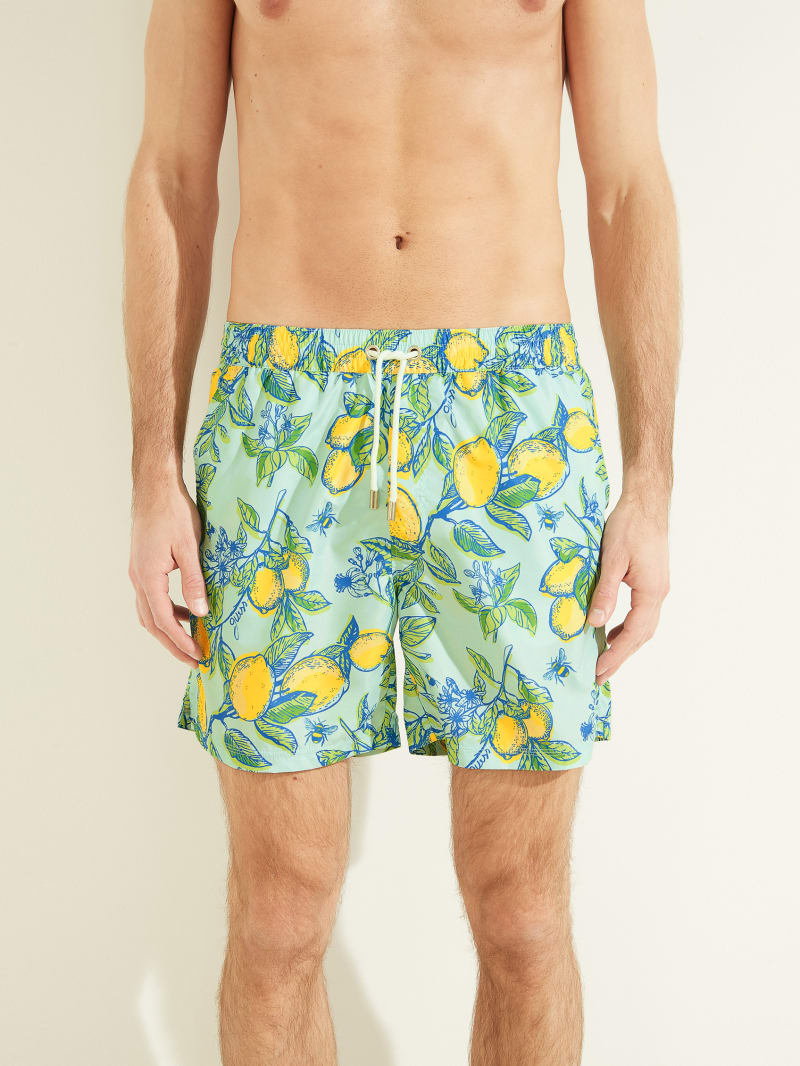 Stroje Kąpielowe Męskie Guess Fruit Woven Swim Trunks Cytrynowy | 873961-SZN