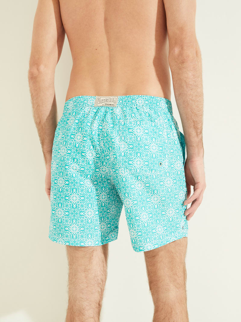 Stroje Kąpielowe Męskie Guess Mosaic Swim Trunks Głęboka Turkusowe | 310975-RES