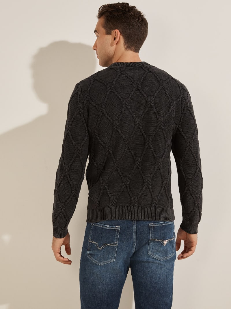 Swetry Męskie Guess Dawson Cable Knit Czarne | 462378-KVI