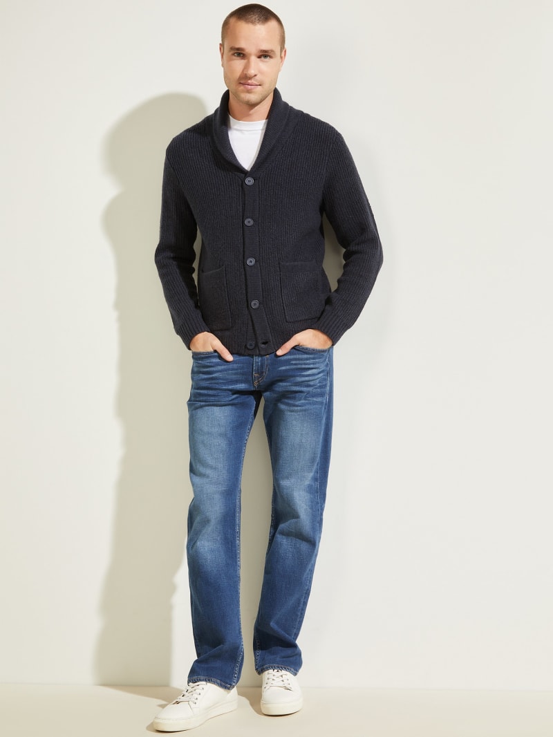 Swetry Męskie Guess Declan Shawl Cardigan Jasny Niebieskie | 915746-NSG