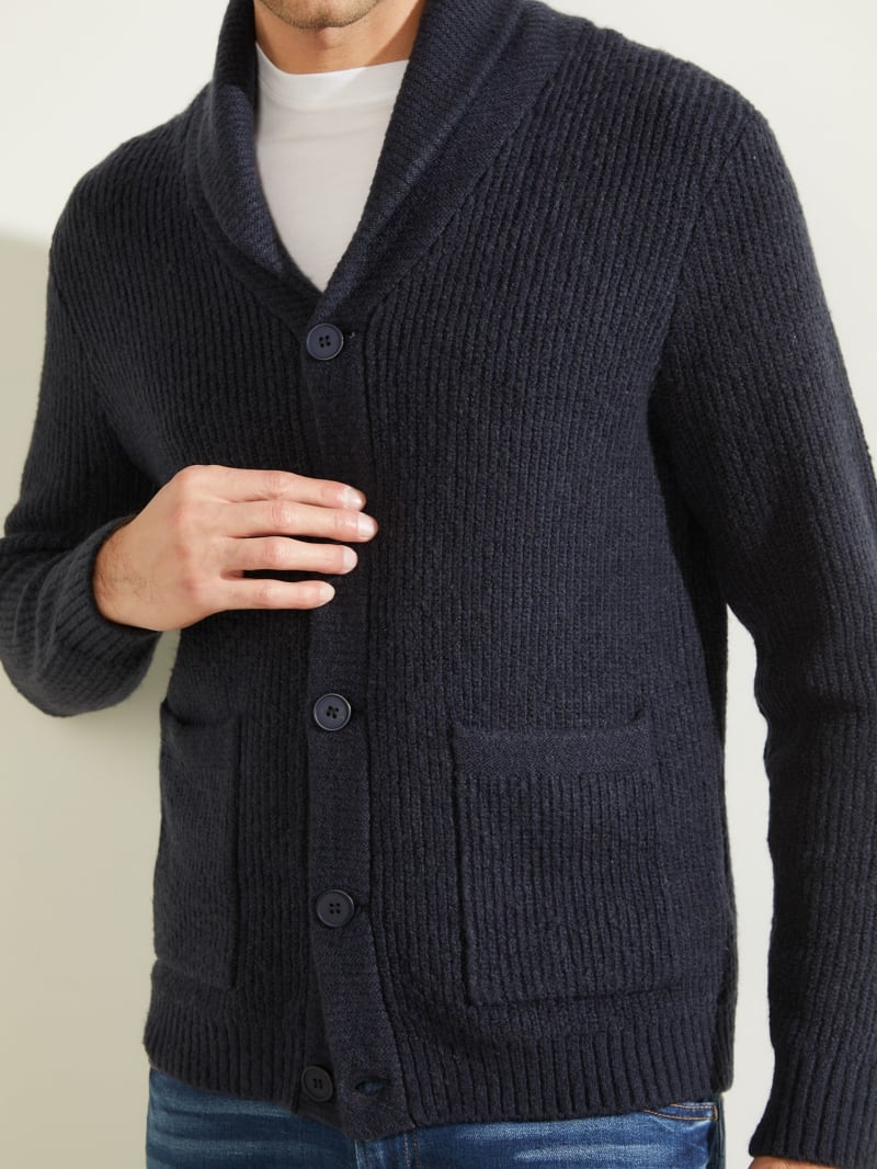 Swetry Męskie Guess Declan Shawl Cardigan Jasny Niebieskie | 915746-NSG