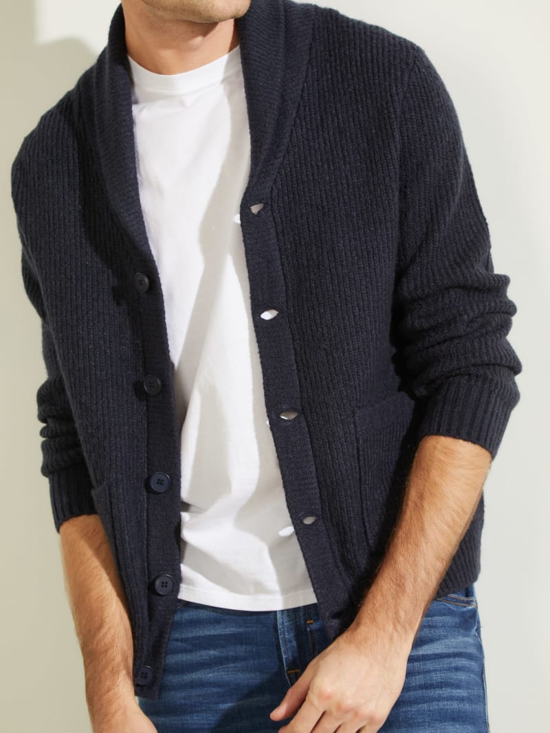 Swetry Męskie Guess Declan Shawl Cardigan Jasny Niebieskie | 915746-NSG