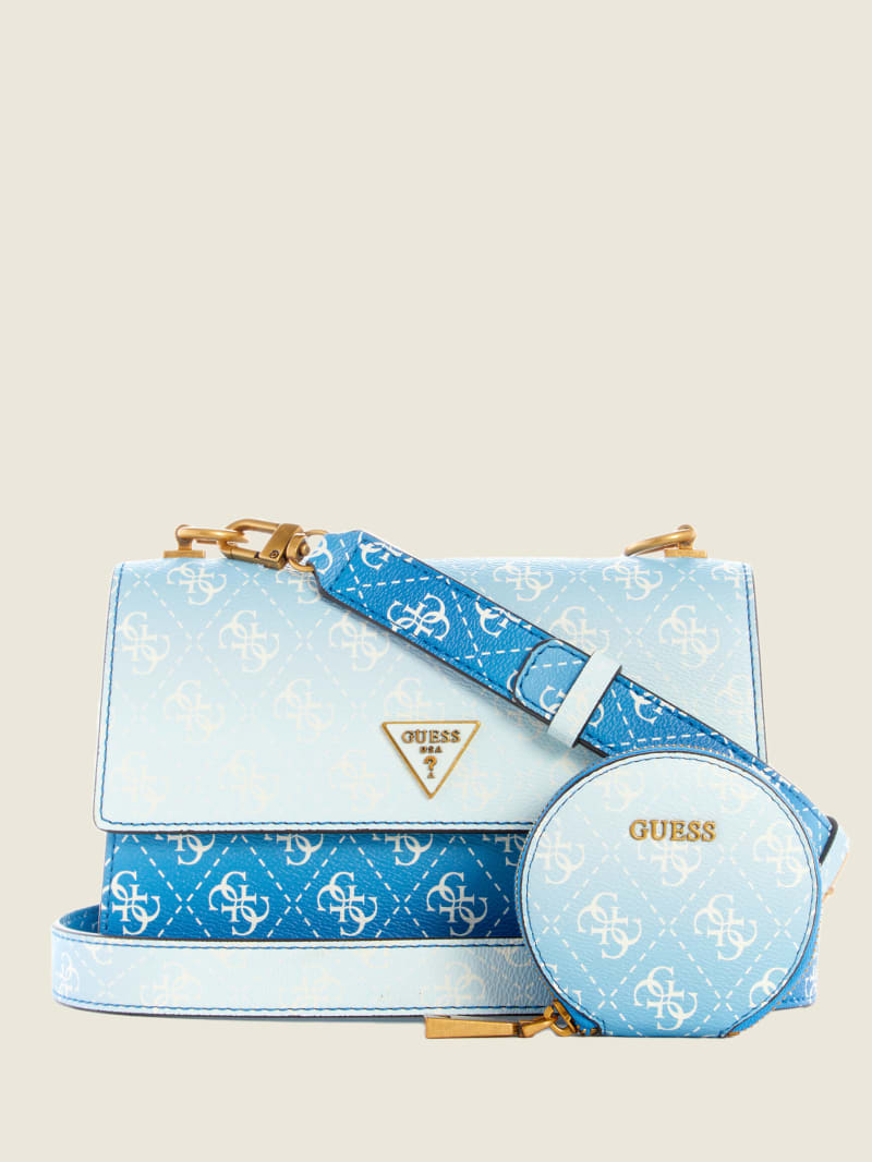 Torba Crossbody Damskie Guess Alexie Ombre Logo Flap Niebieskie | 276085-SLX