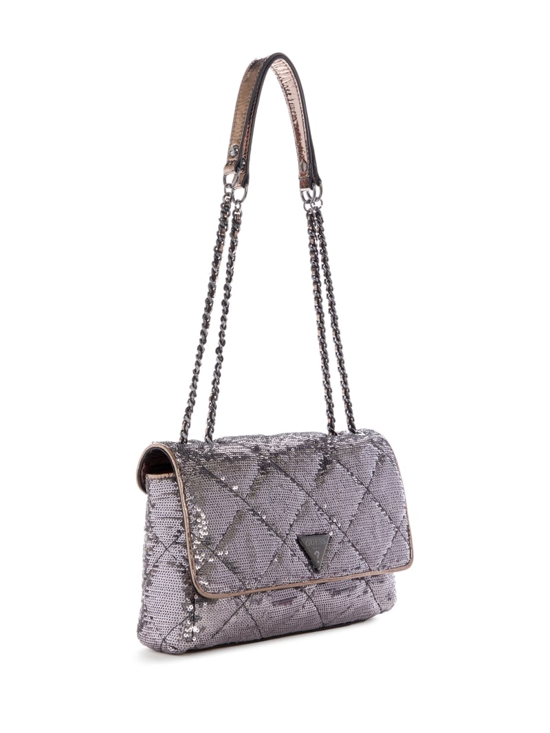 Torba Crossbody Damskie Guess Cessily Sequins Convertible Szare | 308941-ZQK