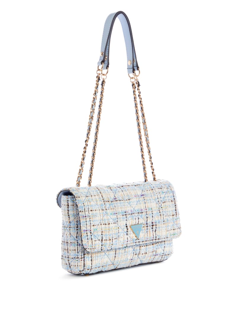 Torba Crossbody Damskie Guess Cessily Tweed Convertible Niebieskie | 260187-KBP