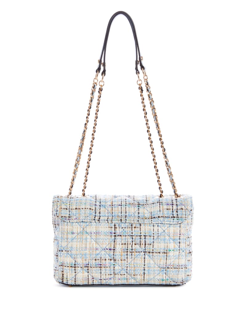 Torba Crossbody Damskie Guess Cessily Tweed Convertible Niebieskie | 260187-KBP