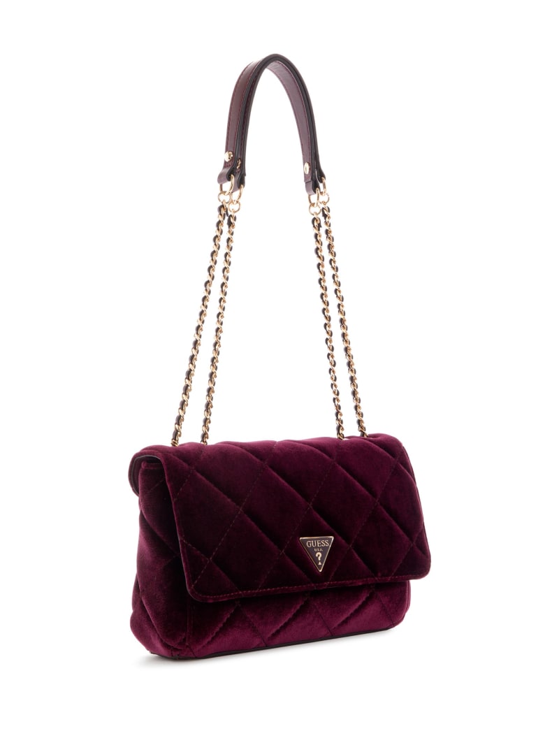 Torba Crossbody Damskie Guess Cessily Velvet Convertible Bordowe | 460389-CJW