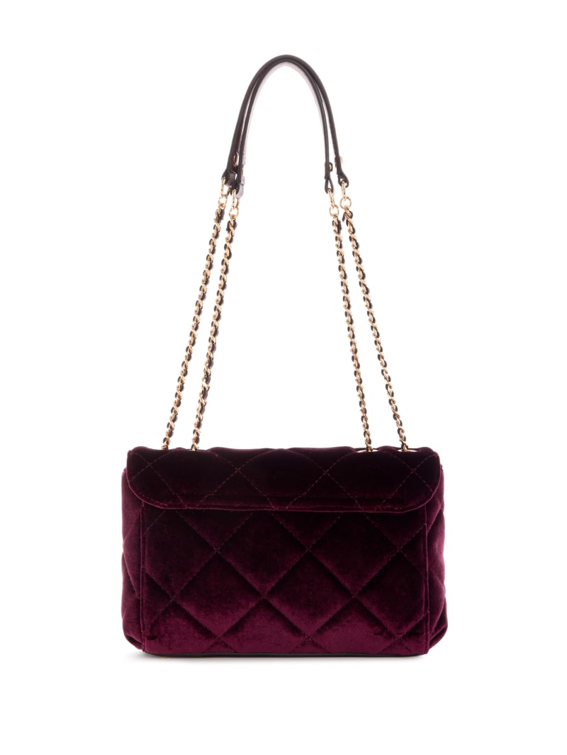 Torba Crossbody Damskie Guess Cessily Velvet Convertible Bordowe | 460389-CJW