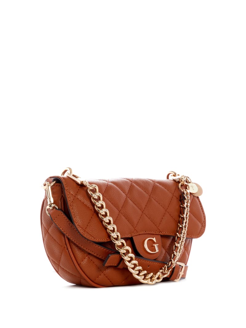 Torba Crossbody Damskie Guess Gillian Quilted Flap Brązowe | 698275-TEW