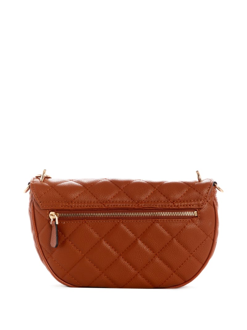 Torba Crossbody Damskie Guess Gillian Quilted Flap Brązowe | 698275-TEW