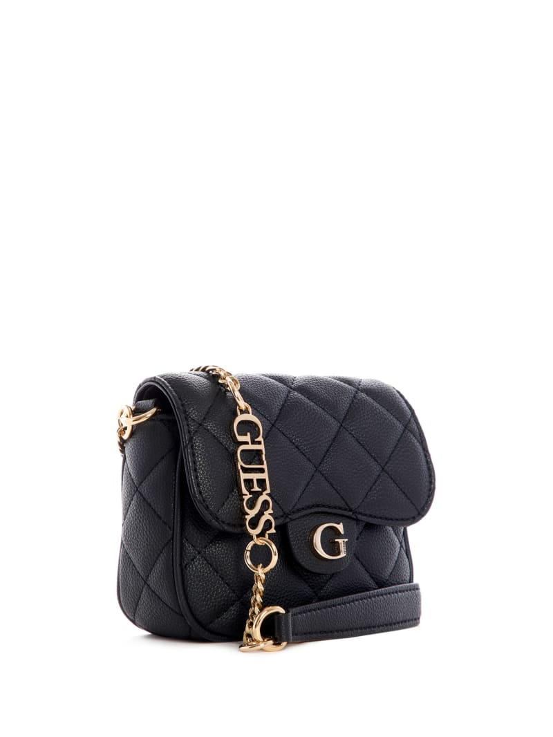 Torba Crossbody Damskie Guess Gillian Quilted Flap Czarne | 895163-JXQ