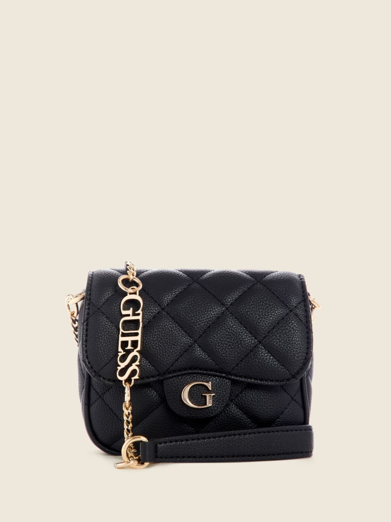 Torba Crossbody Damskie Guess Gillian Quilted Flap Czarne | 895163-JXQ