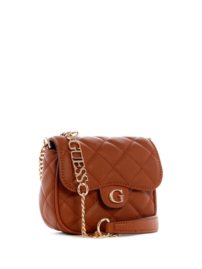 Torba Crossbody Damskie Guess Gillian Quilted Flap Brązowe | 932704-AWF