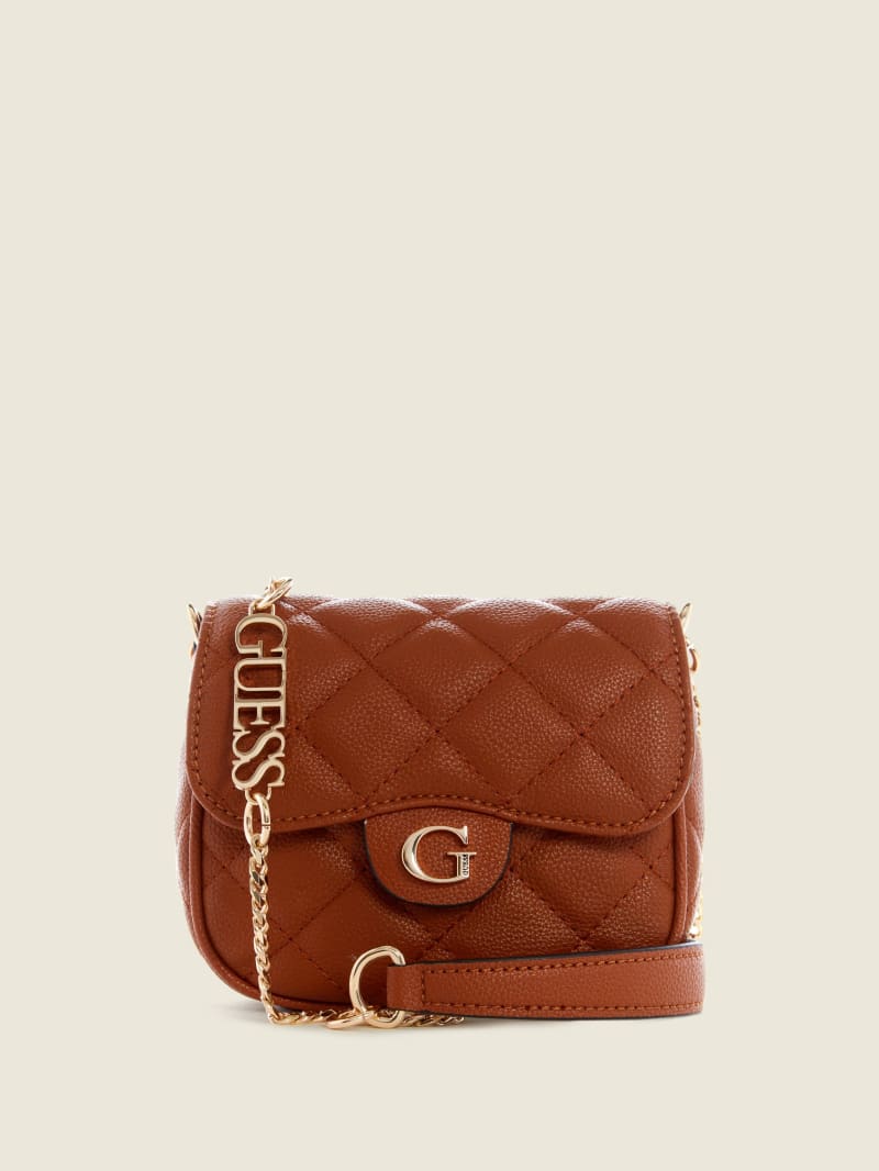 Torba Crossbody Damskie Guess Gillian Quilted Flap Brązowe | 932704-AWF