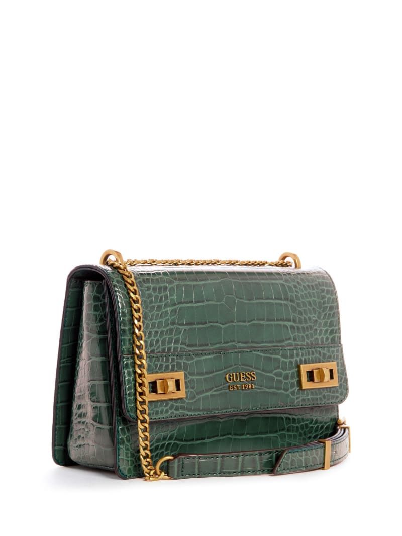 Torba Crossbody Damskie Guess Katey Croc Convertible Zielone | 820713-DKV