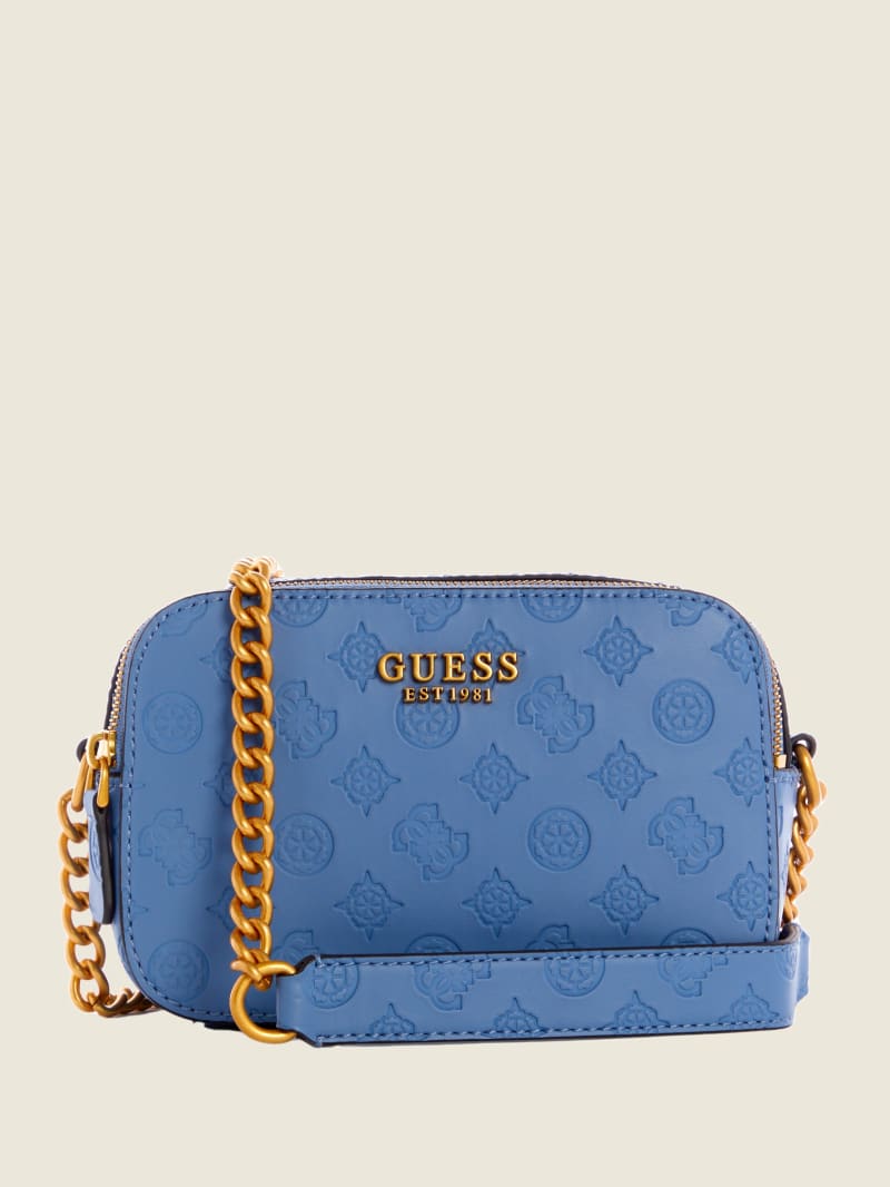 Torba Crossbody Damskie Guess Noelle Logo Camera Niebieskie | 417836-FQT