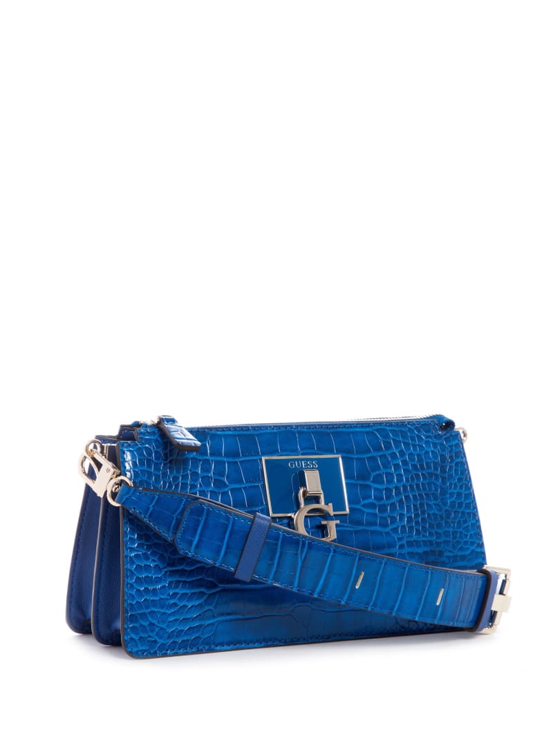 Torba Crossbody Damskie Guess Stephi Zip Niebieskie | 023654-LQG