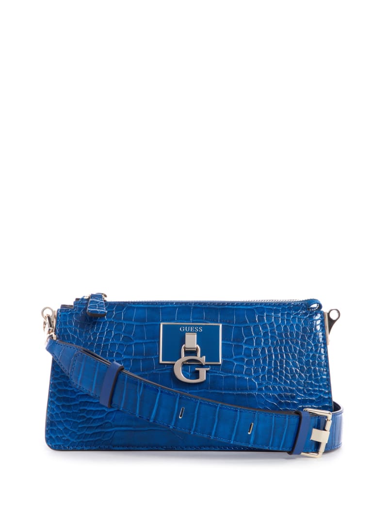 Torba Crossbody Damskie Guess Stephi Zip Niebieskie | 023654-LQG