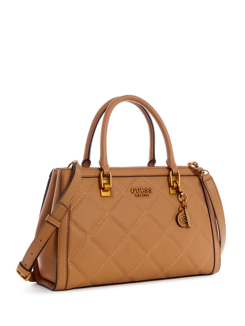 Torba Satchel Damskie Guess Abey Elite Girlfriend Beżowe | 275803-YAQ