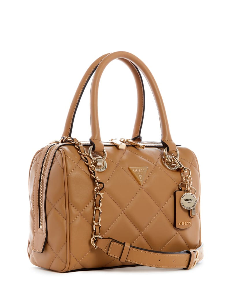 Torba Satchel Damskie Guess Cessily Box Beżowe | 084591-JVM