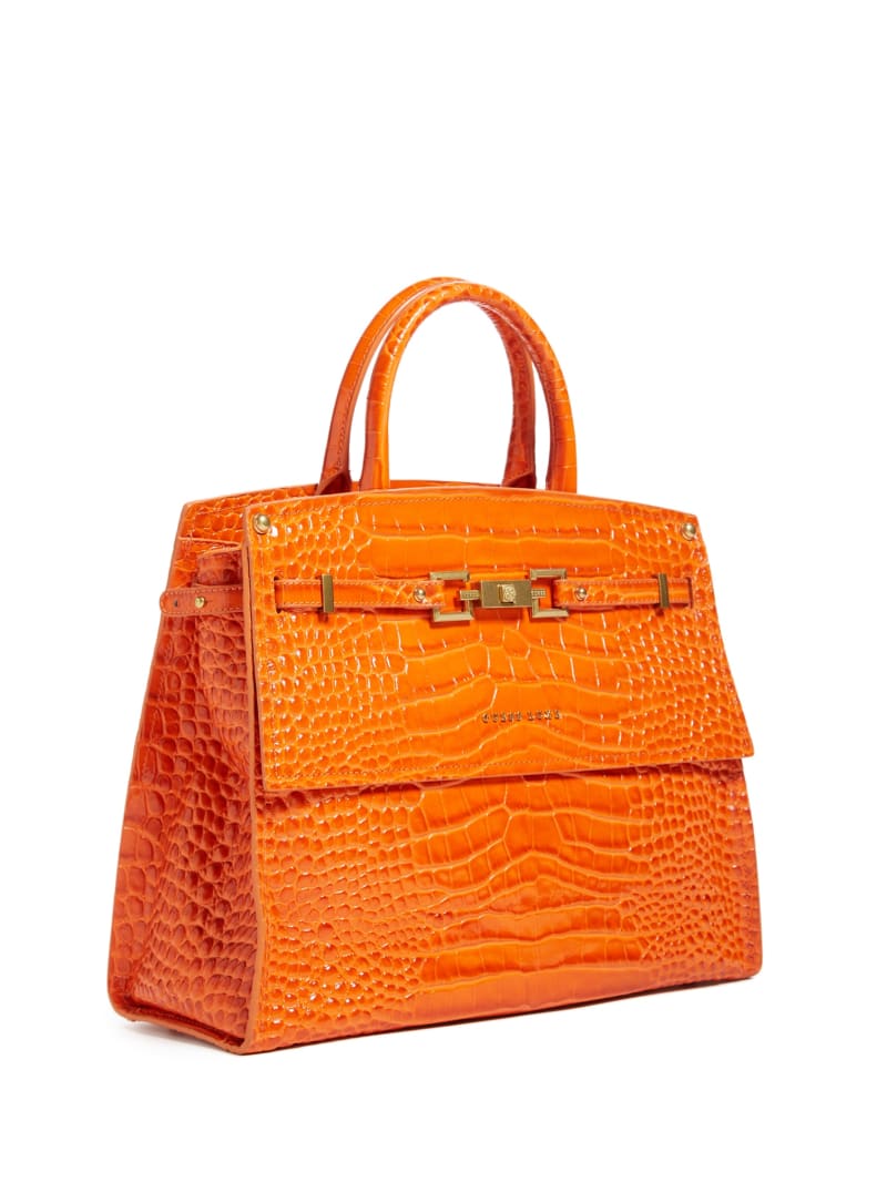 Torba Satchel Damskie Guess Cristina Croc Skórzane Pomarańczowe | 289364-CIN