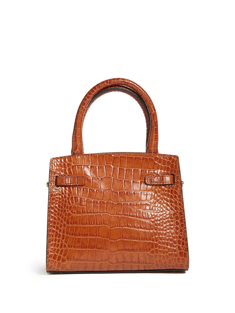 Torba Satchel Damskie Guess Cristina Skórzane Brązowe | 318409-PFK