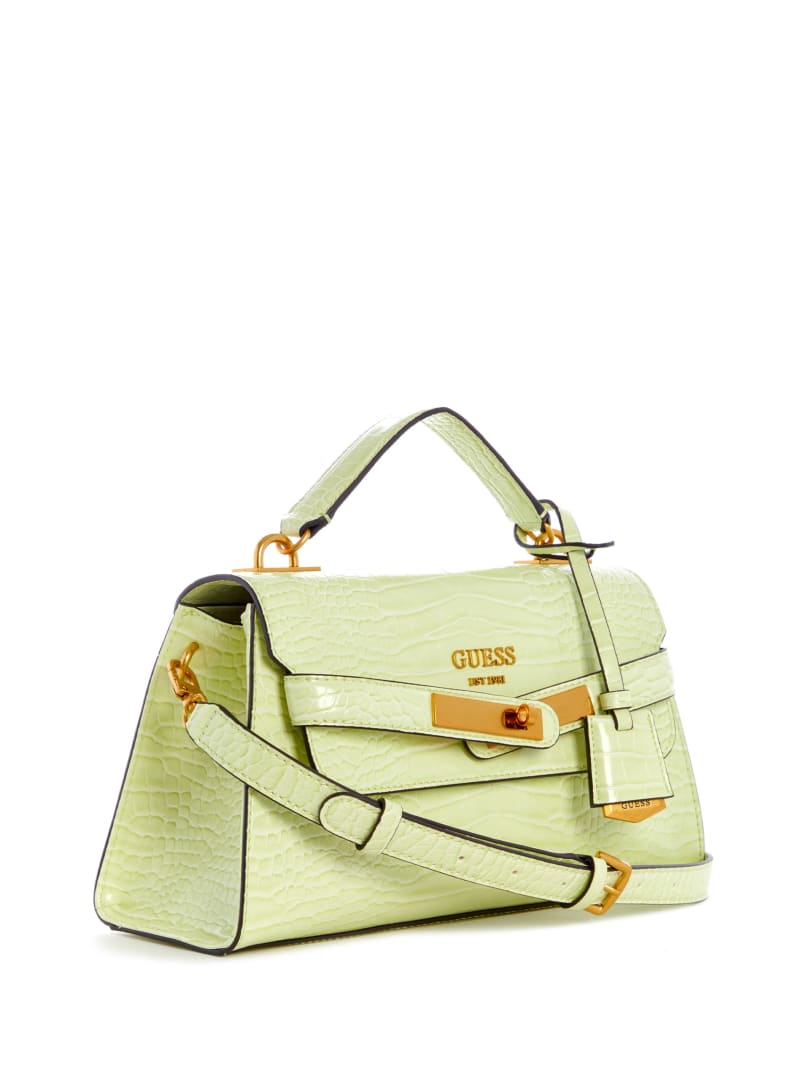 Torba Satchel Damskie Guess Enisa-Handle Flap Głęboka Złote | 962710-VML