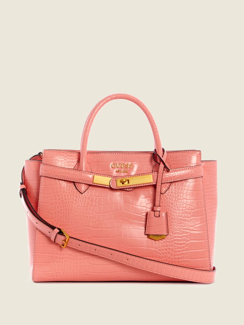 Torba Satchel Damskie Guess Enisa High Society Różowe | 568029-EOK