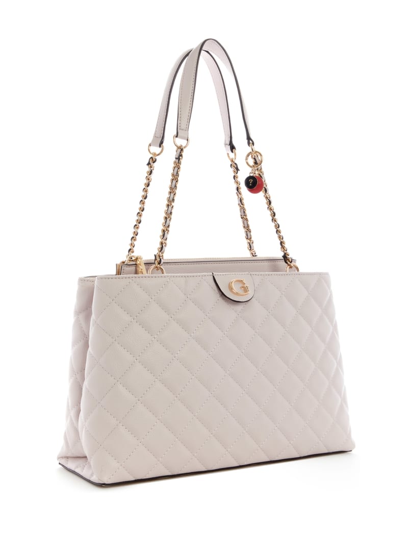 Torba Satchel Damskie Guess Gillian Quilted High Society Szare | 320479-FHS