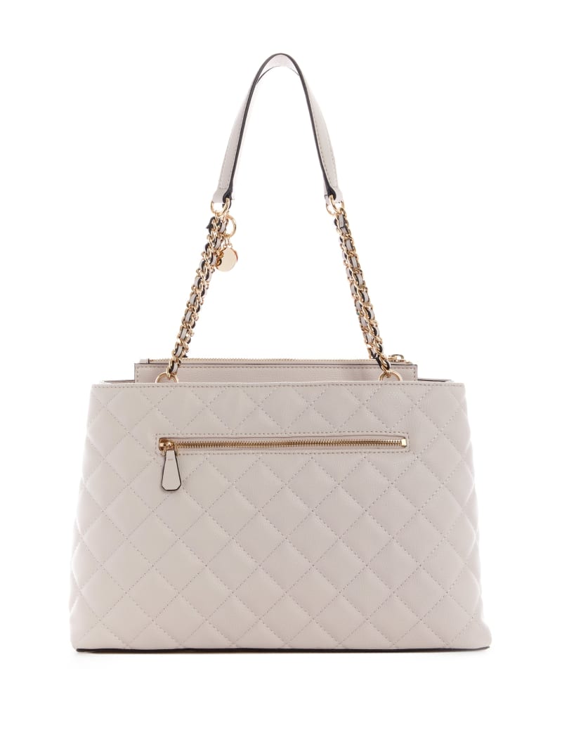 Torba Satchel Damskie Guess Gillian Quilted High Society Szare | 320479-FHS