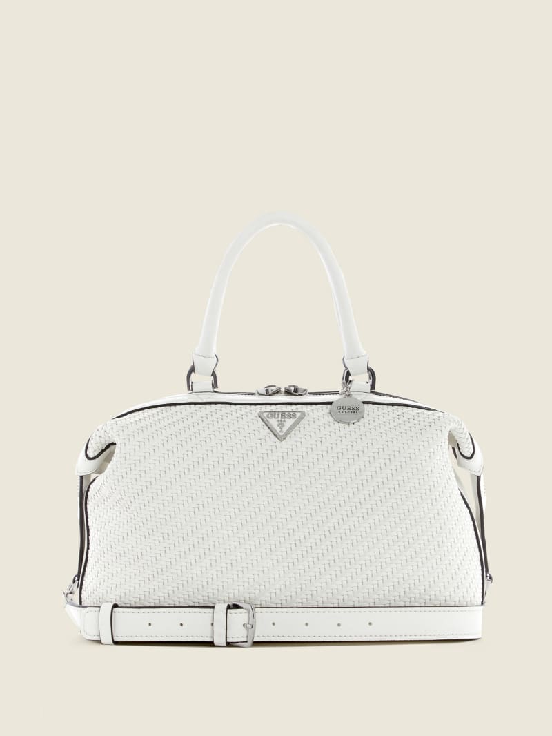 Torba Satchel Damskie Guess Hassie Białe | 740586-OPQ