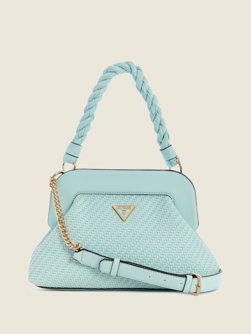 Torba Satchel Damskie Guess Hassie Turkusowe | 790586-YQG