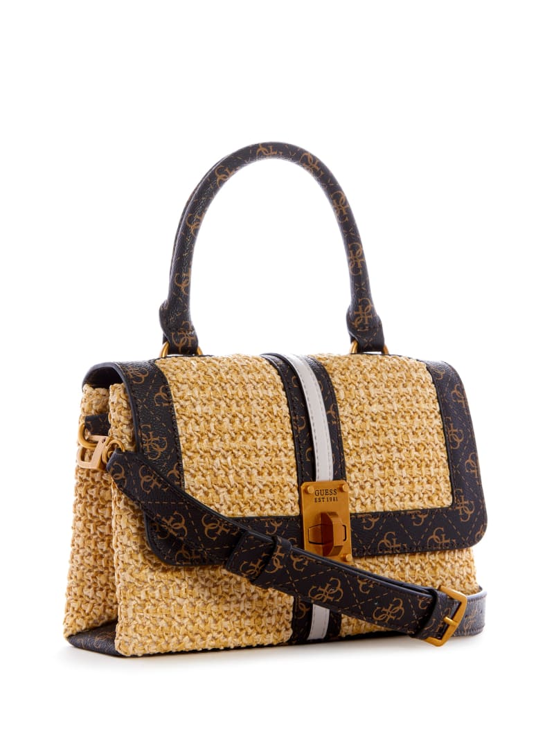 Torba Satchel Damskie Guess Kasinta Raffia-Handle Beżowe | 035178-IKM