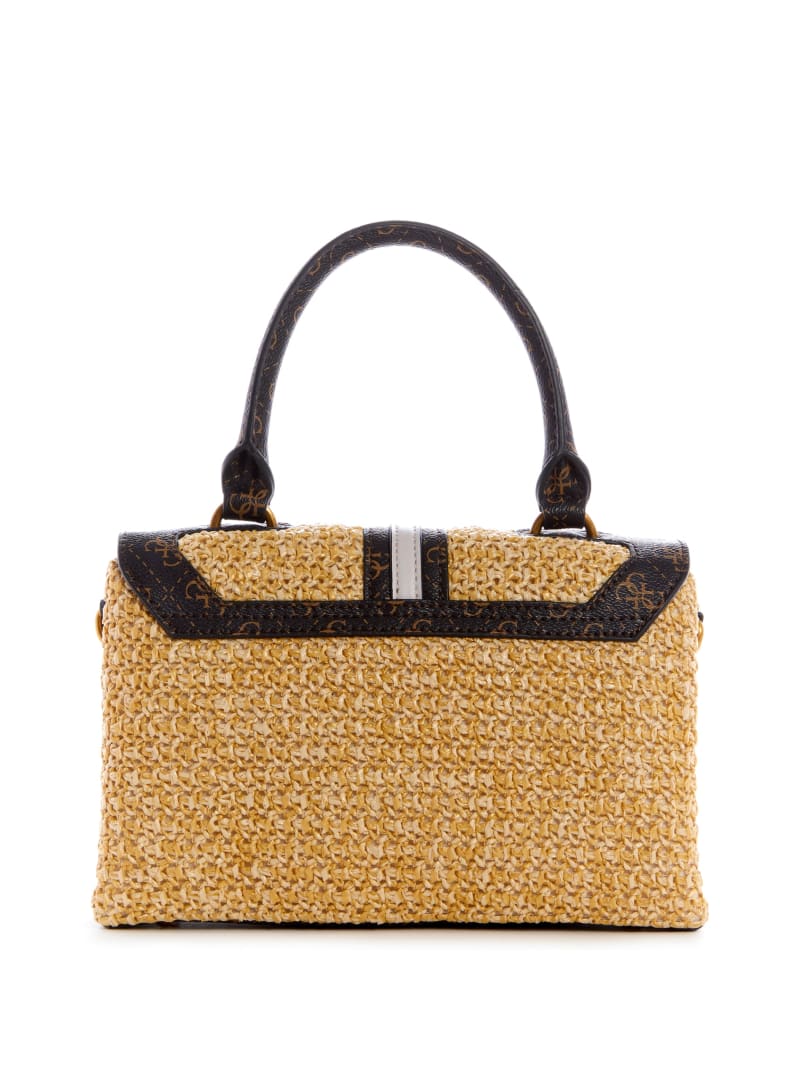 Torba Satchel Damskie Guess Kasinta Raffia-Handle Beżowe | 035178-IKM