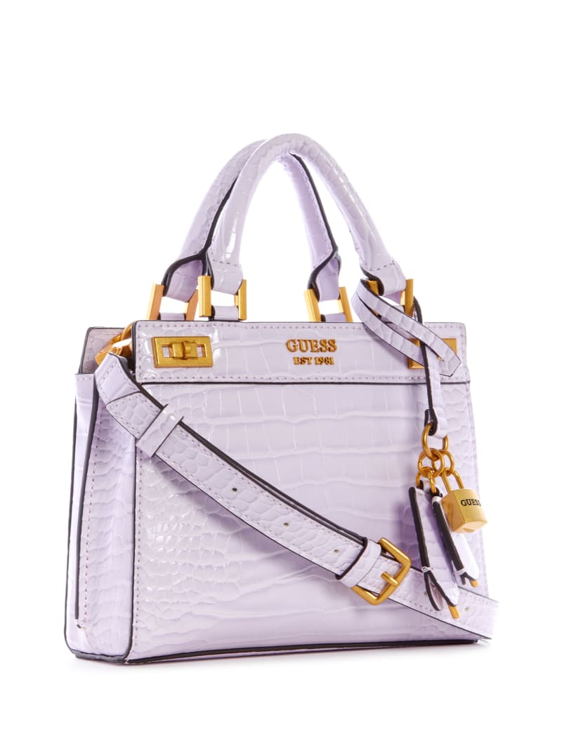 Torba Satchel Damskie Guess Katey Croc Fioletowe | 143067-QSN