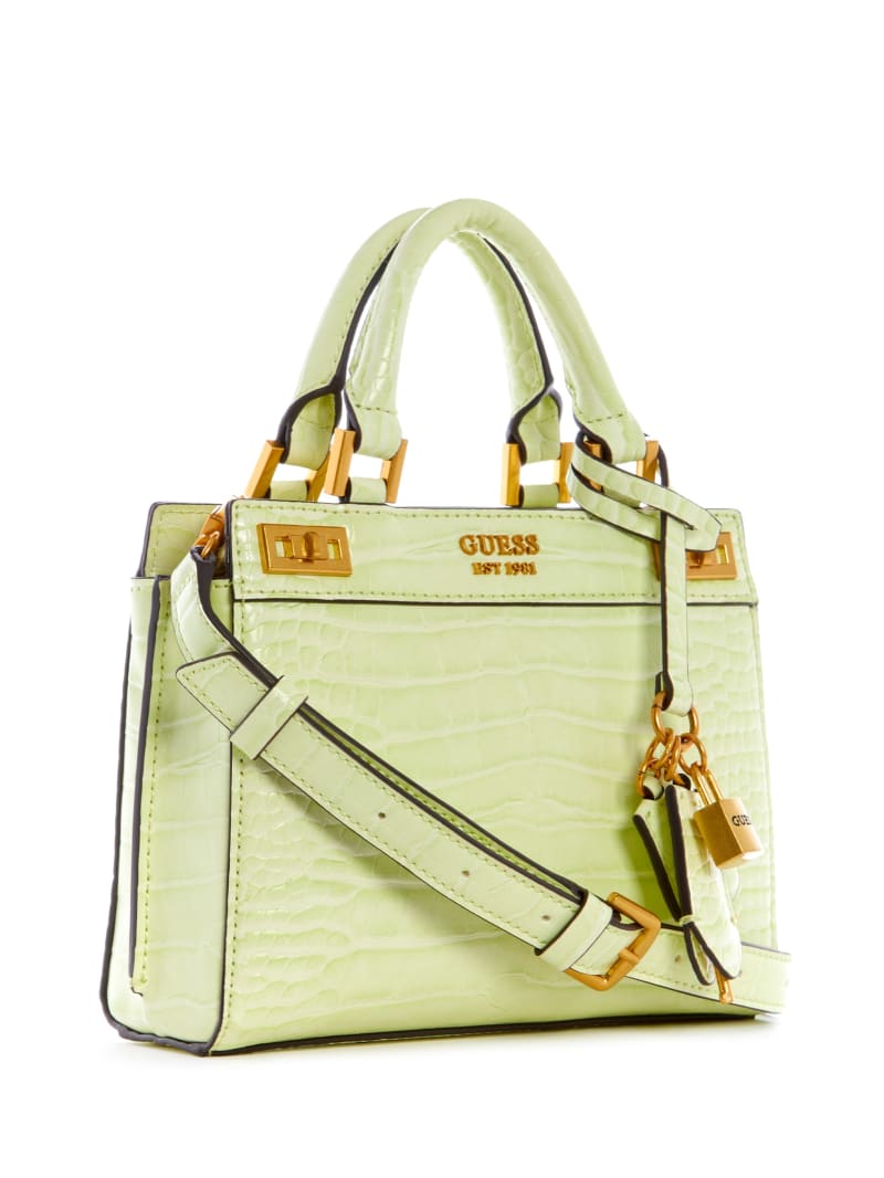 Torba Satchel Damskie Guess Katey Croc Głęboka Złote | 156497-DGQ