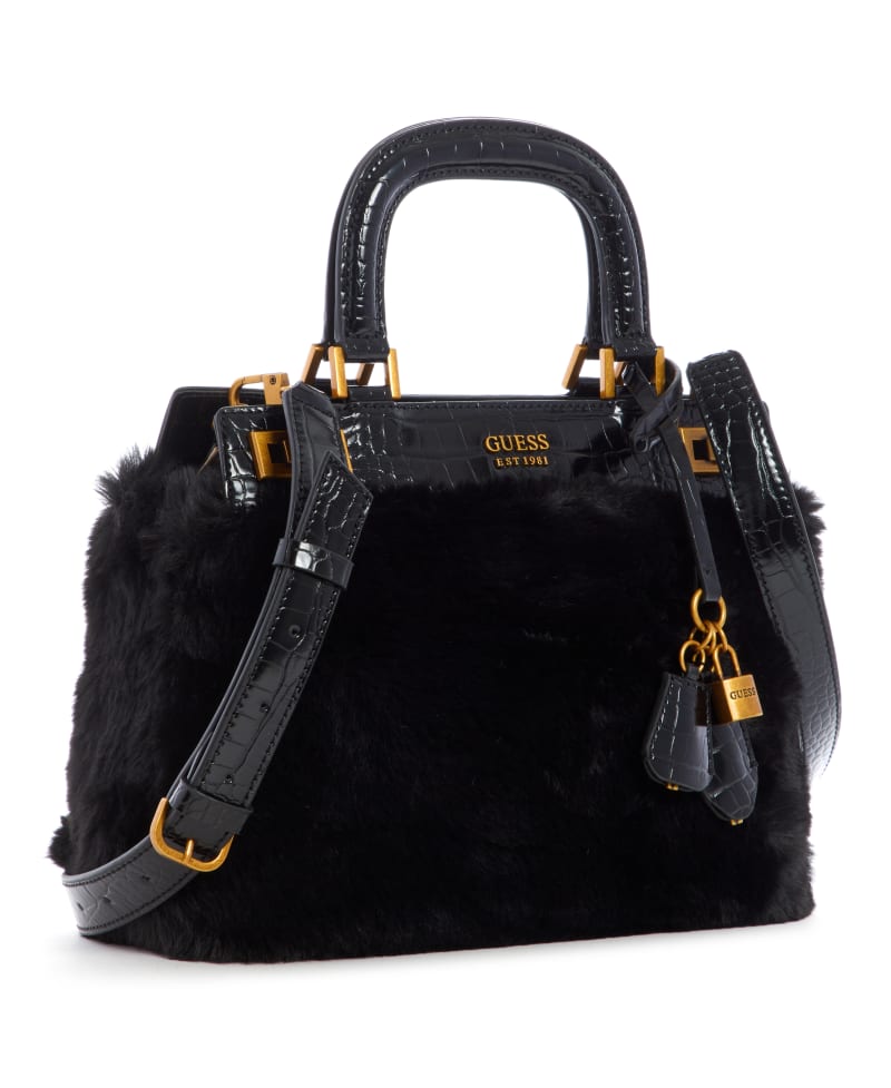 Torba Satchel Damskie Guess Katey Luxe Czarne | 623159-YPK