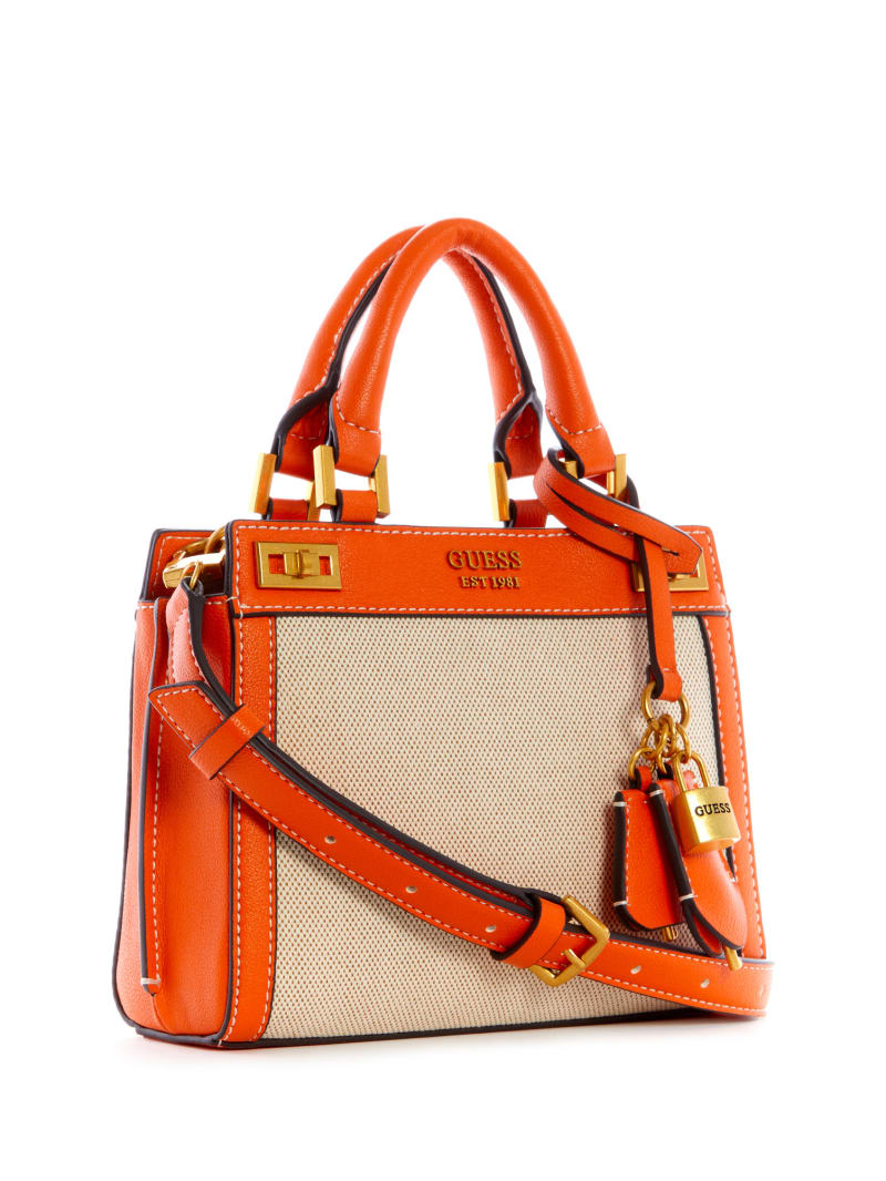 Torba Satchel Damskie Guess Katey Płócienne Czarne | 298704-WZB