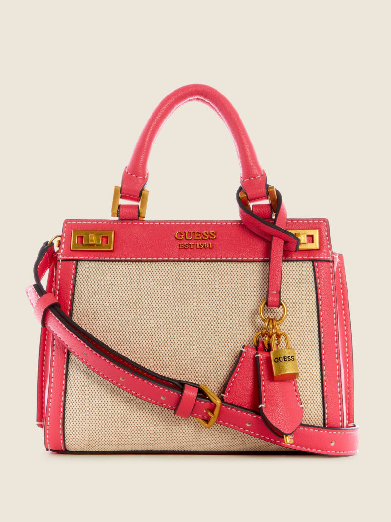 Torba Satchel Damskie Guess Katey Płócienne Turkusowe | 371456-AZV