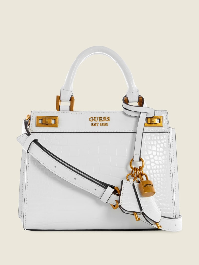 Torba Satchel Damskie Guess Katie Croc Białe | 284730-VIG