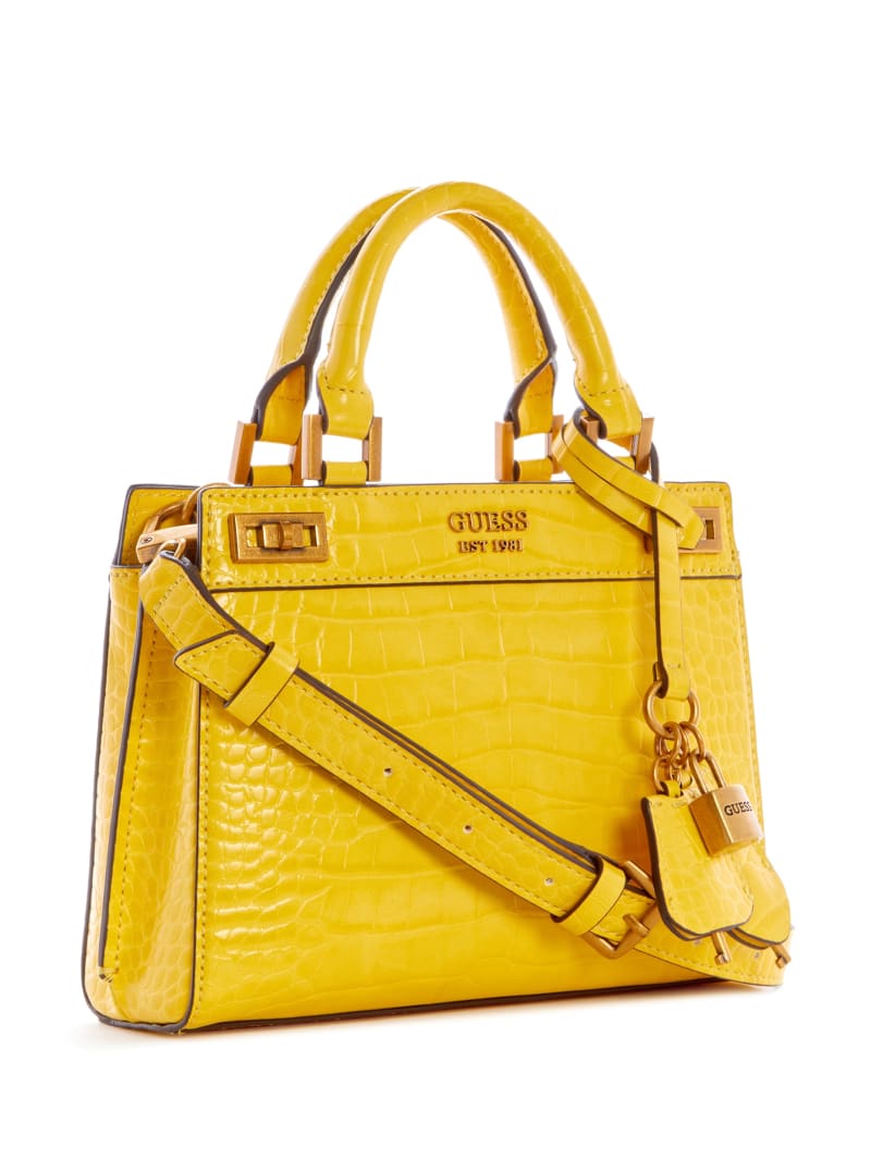 Torba Satchel Damskie Guess Katie Croc Żółte | 749051-XNF