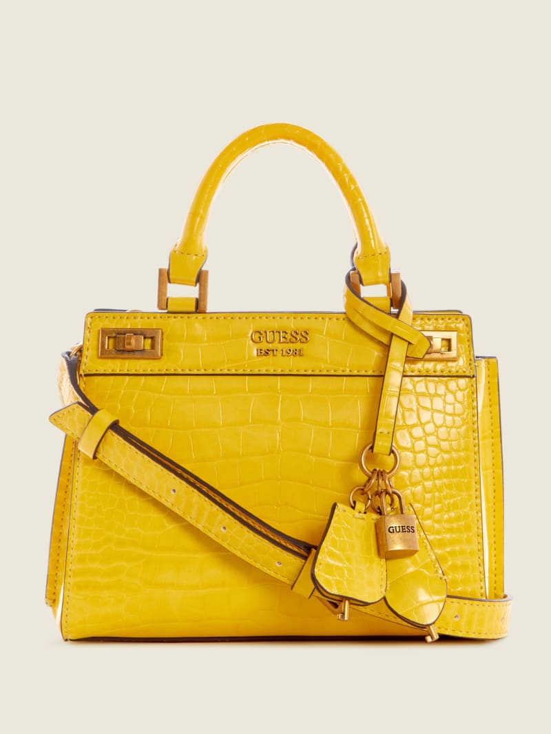 Torba Satchel Damskie Guess Katie Croc Żółte | 749051-XNF