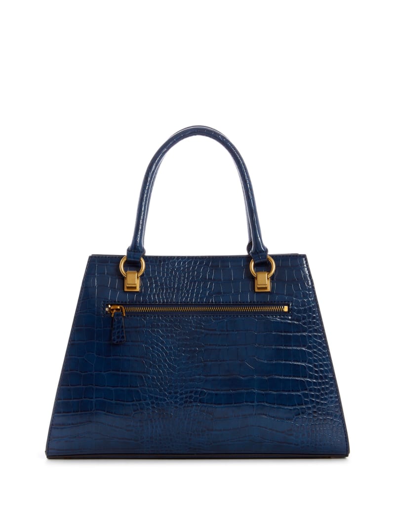 Torba Satchel Damskie Guess Stephi Croc Girlfriend Niebieskie | 179820-KFY