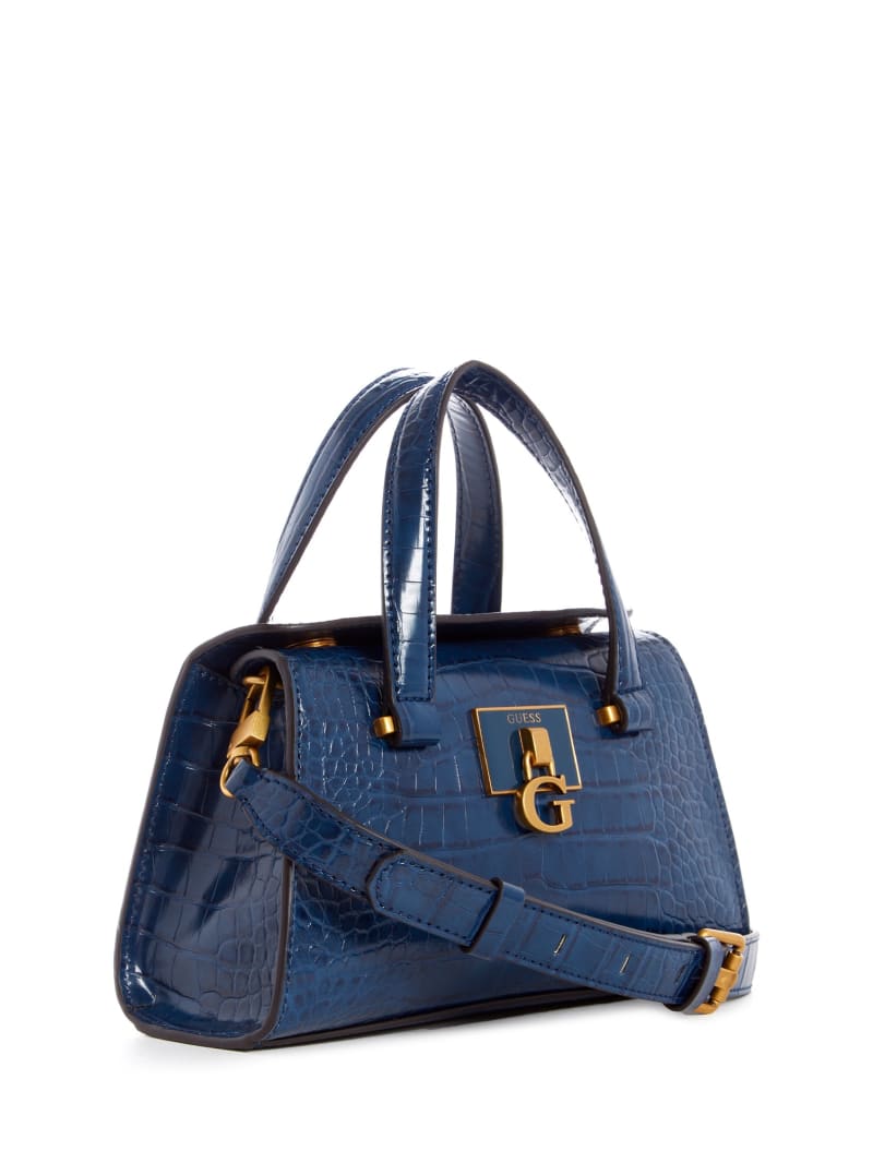 Torba Satchel Damskie Guess Stephi Croc Niebieskie | 596703-JMN